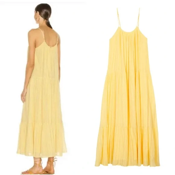 PQ SWIM Ramona Tiered Maxi Dress in CITRINE NWT - Picture 2 of 12